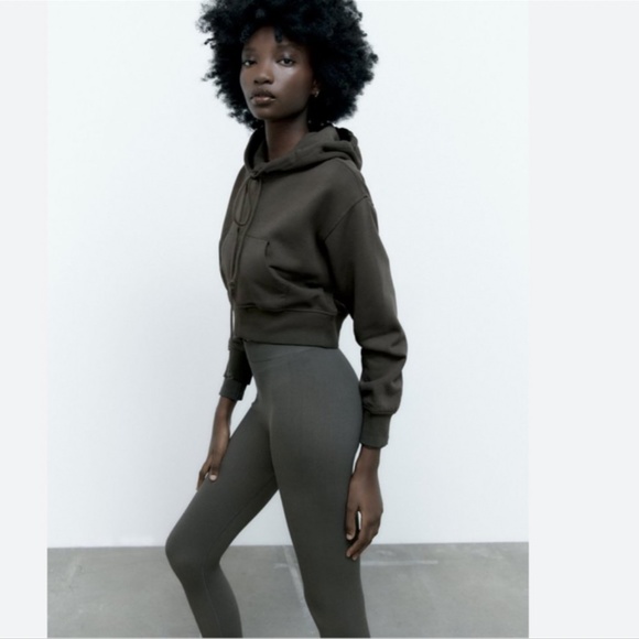 NWT ZARA BASIC CROP SWEATSHIRT GRAY - Picture 3 of 6